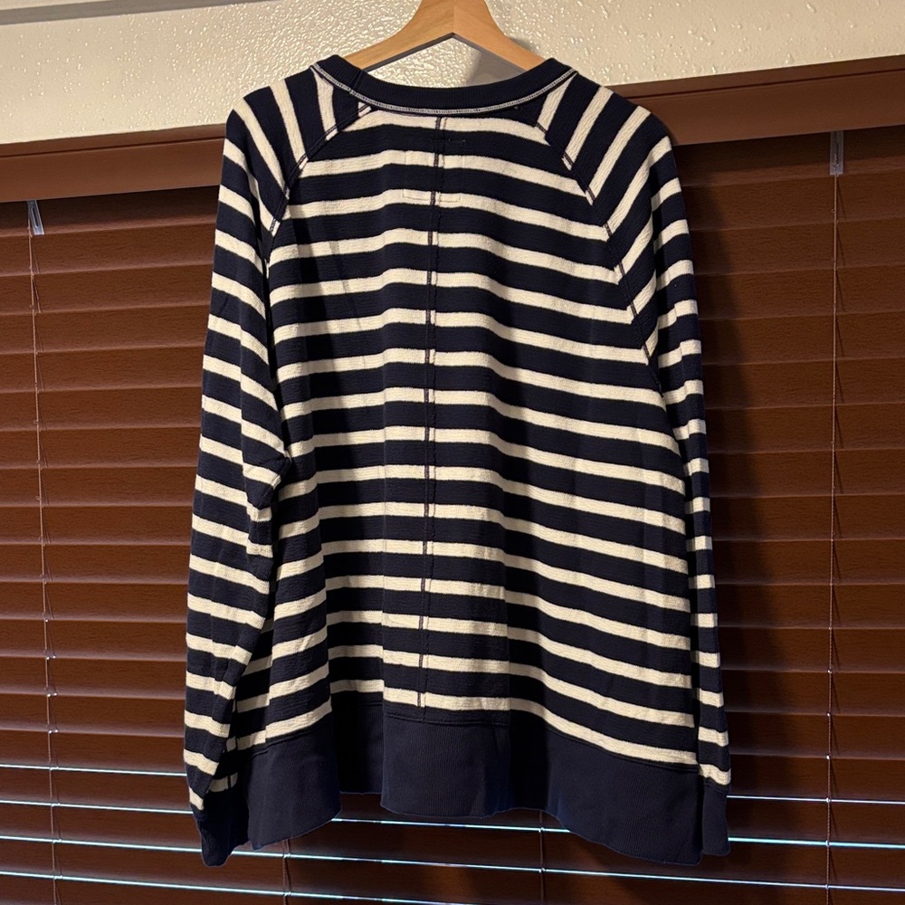 Aerie Navy and White Striped Crewneck Sweater - Picture 2 of 2